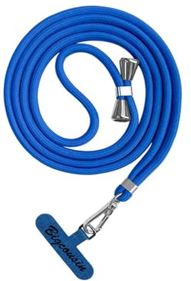 Bigcousin Universale Handykette,Handyband passend für Standard Handyhülle,Kette zum Umhängen mit Pad Handy Lanyard,verstellbar und abnehmbar,Blau