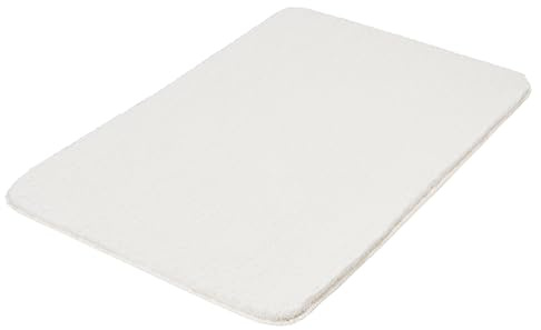 Kleine Wolke Badteppich Marco Weiß 70 x 120 cm | Rutschhemmende Unterseite, für Fußbodenheizung, maschinenwaschbar, 100% Polyester