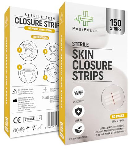 Posi Pulse 6mm x 75mm Sterile Skin Wound Closure Suture Strips for Lacerations, Incisions and Cuts