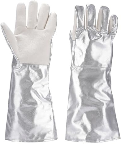 High Heat/Fire Resistant Welding Gloves, 14.2inch/17.7inch Safety Work Gloves, Aluminized Gloves, Mitts for Forge, Fireplace, Stove, Oven, Grill, BBQ (Size : 17.7)
