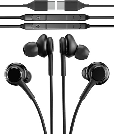USB C Écouteurs Filaire Ecouteur(Lot de 2) Type C Jack Prise Casque Gaming Earphones Sport Audio Oreillette avec Fil Kit Main Libre Musique Headphones Compatible pour Samsung Xiaomi Redmi