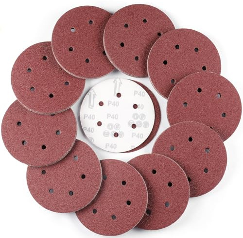 Sruhrak 100 Stück Schleifscheiben 150mm Schleifpapier Klett 40 Körnung 8 Loch Scheiben Set für Bosch Exzenterschleifer