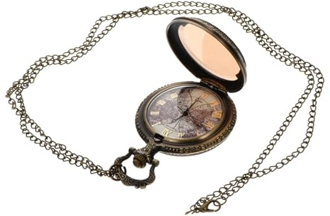 WRITWAA Retro Taschenuhr Herren Damen Vintage Taschenuhr Mit Gravierter Weltkarte Quarzuhr Präzise Robustes Metallgehäuse Anhänger-Design Passend Für Freizeit Und Geschenk