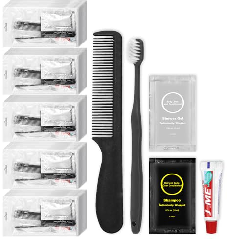 RSQAZQ Trousses de toilette jetables de taille voyage trousses d'hygiène personnelle pour sans-abri fournitures en vrac ensemble d'articles de toilette essentiels femmes hommes air bnb charité