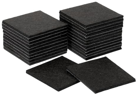 uxcell Furniture Pads, 24Pcs 3 - Square Self Adhesive Felt Furniture Pads, Floor Protectors for Furniture Feet Chairs Legs Hardwood Floors (Black)
