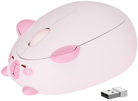 Akko kabellose Maus, niedliche PC-Mouse, 2,4 GHz leise Maus mit USB-A-Empfänger, 1200 DPI optische Abtastung, tragbare Computermäuse für Laptop, PC, Notebook (Pink Capybara)