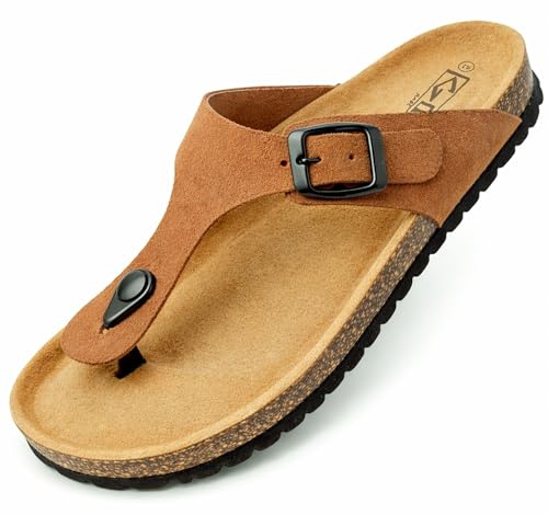 GONKOS®, Sandali Infradito Uomo Donna in Pelle, Vera Pelle, Sughero Naturale, Infradito Donna Estive Ciabatte Donne Uomo, Qualità Made in Spain, Colore Muscade 40