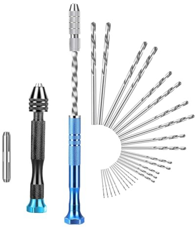 Fegtrtyoa Vise Handbohrer-Set mit 0,5-3,0mm Mikro-Spiralbohrern für die Elektronikmontage und Modellbau