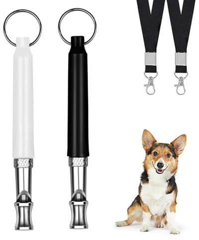 Hundepfeife Rückruf, 2 Stück Lautlos Pfeifen mit Lanyard, Hundepfeifen Hochfrequenz, Haustier Training Erziehungshilfen Hundetraining Zubehör