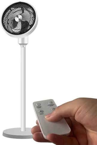 Bilake Ventilador de pie/Ventilador de sobremesa 45W vencejo Blanco, Ventilador Moderno, silencioso, con Mando y Temporizador
