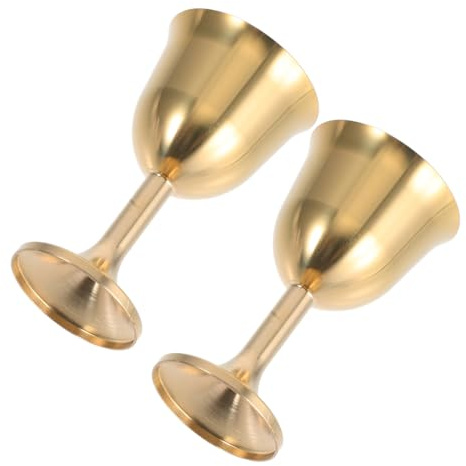 FUNNETOYU 2piezas Vaso De De Latón Copa Retro Vintage Cáliz De Latón Tibetano Para Altar Mini Copa De Vino Para y Yoga