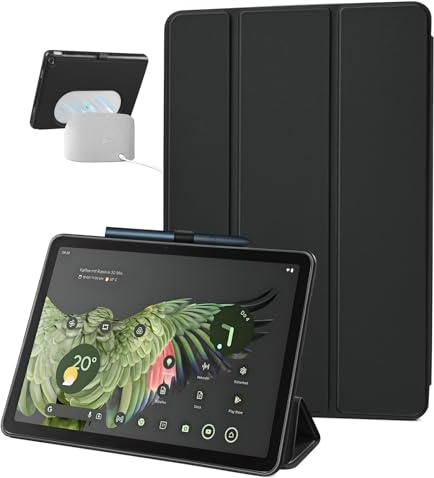 TXWLLIU Hülle für Google Pixel Tablet 2023 11 Zoll mit Trackpad, Premium TPU Leder Tablet Schutzhülle, Multi-Angle Standfunktion Hülle, Schwarz