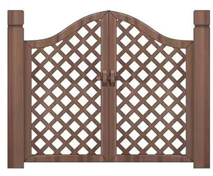 Cancello doppio da giardino – Recinzione esterna in legno massiccio con tallone, porta divisoria carbonizzata superiore curva per giardino, cortile, patio (120 x 80 cm) – durevole ed elegante