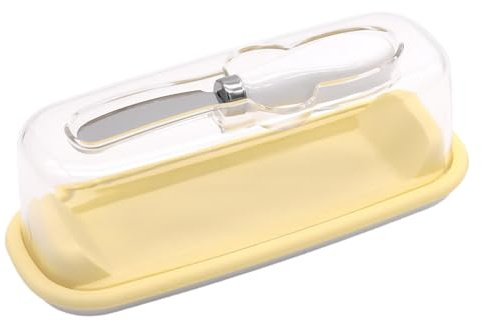 Mantequillero,Portamantequilla | con Cuchilla y Bandeja de Servir Transparente para en Estilo Rústico para Cocina Doméstica con Conservación de