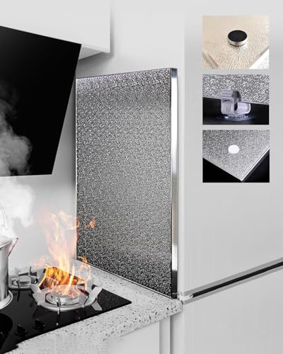 Plaque Anti Chaleur Four Frigo Plaque Protection Thermique Cuisine, pour Réfrigérateur Cuisinière, Protection Thermique Aluminium Meuble Cuisine, Four Encastrable Et Plaque Cuisson(60x110cm/24x44in)