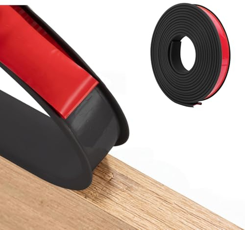 5m×12mm U-Shape Flexible Furniture Edge Banding, Self Adhesive TPE Edging Tape, Flexible Edge Protector, Veneer Edging Strip, DIY Furniture Edge Trim for Table Cabinets Shelves Restoration, Black