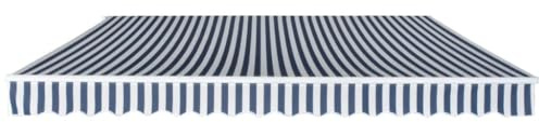 Store banne prêt à monter avec supports muraux, store solaire réglable avec cadre en aluminium et store résistant aux UV pour l'extérieur en bleu/blanc, store à bras articulé de 400 cm