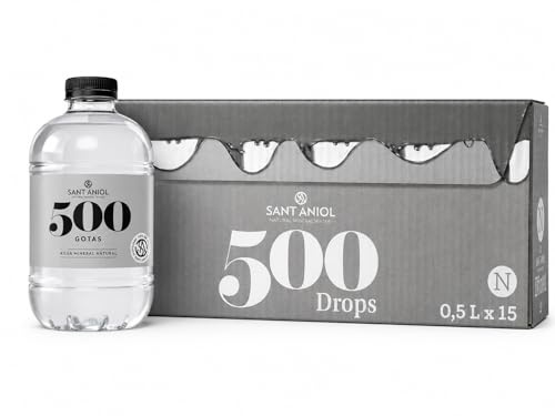 Sant Aniol 500 Drops Agua Mineral Natural Sin Gas, 15 Botellas de 0,5 L, Formato 50cl, Líquido, Sin Sabor