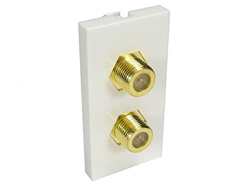 rhinocables Faceplate Frame, Modular Blanking Plate with Custom Modules, Mount Wall Plate Outlet Cover Fitting Single or Double HDMI Socket, VGA, Audio Network - Home Improvement (Double Type F Plug)