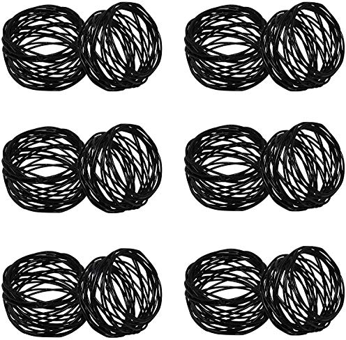 Kaizen Casa Serviettenringe aus Metall, handgefertigt, Schwarz, 12 Stück