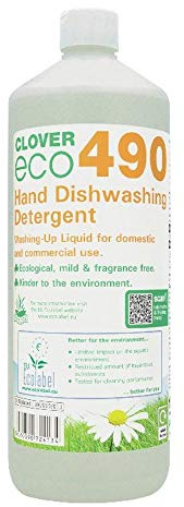 Clover Chemicals 490 Clover Eco 490 Hand Dishwashing Detergent, 1 L, Pack of 12