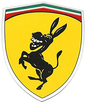vlandho 1 Pcs en Aluminium Créatif Drôle Humour Parodie Prank Autocollant pour Ferrari Ane Logo Emblème Badge en Métal De Voiture Styling Autocollant Decal Gauche