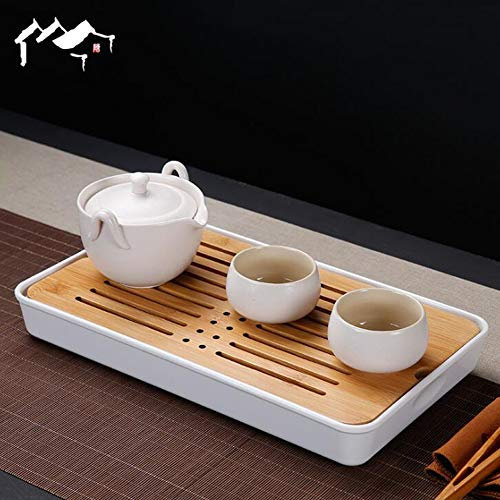 Wood gongfu Tea Serving Tasty Bamboo Japanese/Chinese Gongfu Tea Table, Tea Tray from Bamboo teahouse for Home Office Ca.,White