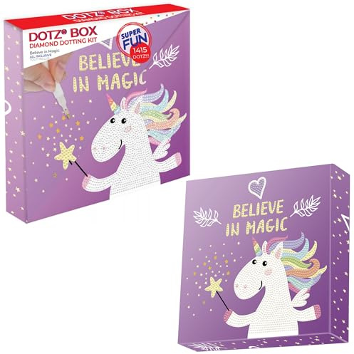 DIAMOND DOTZ Believe in Magic Dotz Box Unicorn Diamond Painting Kits for Adults - Diamond Art Kits a Relaxing Creative Craft Kit with Dotz Gems 8.7x8.7