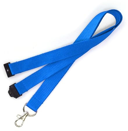 EasyBadge Blue Lanyards for ID Badges and Passes with Safety Breakaways and Trigger Clip - Pack of 100