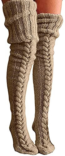 Frauen Lange Stiefelstrumpf Twist Strick über scharfe Socken Einfarbig Winter Warme Leggings Socken