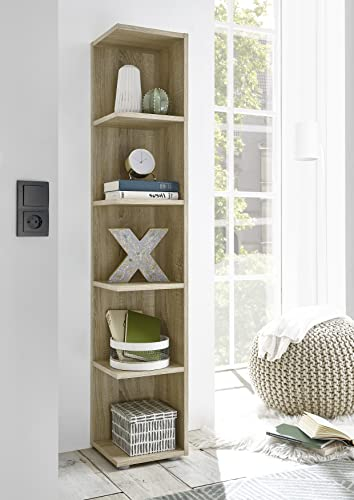 möbelando Eckregal Bücherregal Standregal Holzregal Dekoregal Beistellregal Lasmos II Sonoma-Eiche