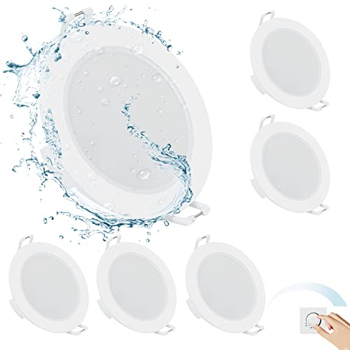 Gr4tec LED Einbaustrahler 230V IP65, 6 x 6W LED Spots Dimmbar Kaltweiß 6500K 400LM, Deckenspots Flach, Einbauleuchten Decke 68mm-80mm, Einbauspots Spots Deckenleuchte für Badezimmer Küche