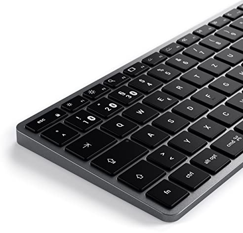 SATECHI Slim X1 Bluetooth-Tastatur, QWERTZ DE, Space Grau | Beleuchtet, Multi-Device für MacBook, Mac mini, iPad und weitere Bluetooth-Geräte