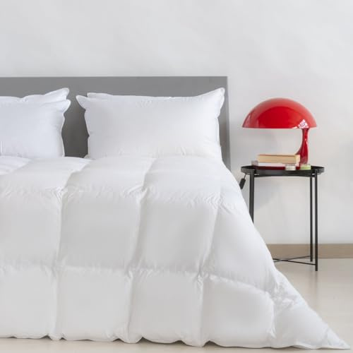 Zenoni & Colombi | Couette en Duvet d'oie, 100% Duvet | Super Remburrè Couette d'iver Chaude, 6 Points de Chaleur| Édredon Lit 2 Personnes, Doublure 100% Coton | Made in Italy (EU 260 x 240 cm)