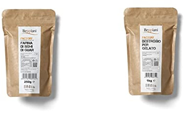 Beppiani Farina di semi di Guar, 250g & Destrosio in polvere per gelati, pasticceria, sciroppo di glucosio, tè freddo, bevande rinfrescanti e ricarica di energia 100% Naturale–Estratto da uva.