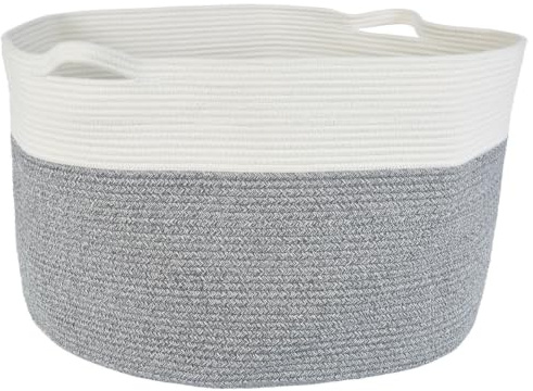 Skandinavischer Wäschekorb Narvic Motiv 2 aus Baumwolle in Grau 61 cm
