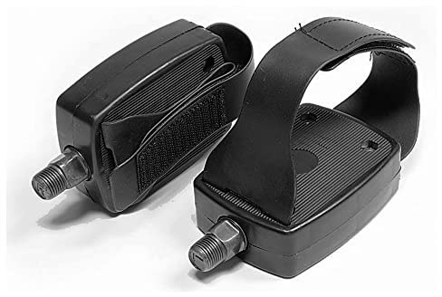 Par de Pedales 1/2 para Bicicletas estáticas Pedales de Repuesto Ajustables con Velcro Antideslizante para Bicicleta de cámara y Bicicleta de Interior
