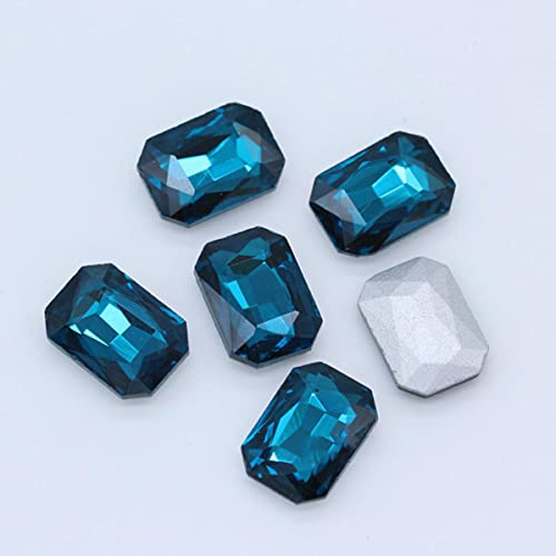 All-Size-Rechteck, spitzer Rücken, Glas, Kristall, Strass, Edelsteine, Edelsteine, Perlen, Kopfbedeckung, Schuhe, Tasche, Kappe, Kleidung, Borte, Capriblau, 8x10 mm, 20 Stk