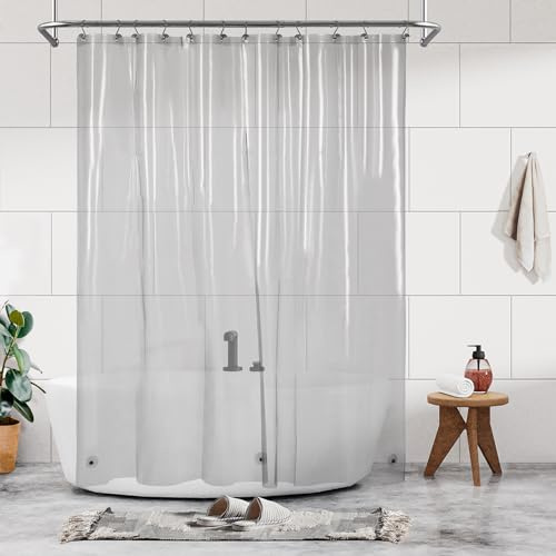 Barossa Design Duschvorhang-Innenfutter, Premium-PEVA-Duschvorhang mit 3 Magneten und Metallösen, wasserdicht, leicht, Standardgröße, Duschvorhänge für Badezimmer, Transparent/Schwarz | Premium PEVA, PVC-frei, Metallösen, wasserdicht, leicht, durchscheinend, schwarz, Duschvorhang mit 3 Magneten für Badezimmer