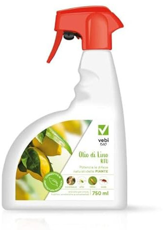 Vebi OLIO DI LINO Rimedio Naturale Biologico Protezione Piante e Orto contro Acari Cocciniglia Pronto Uso Spray 750 ML