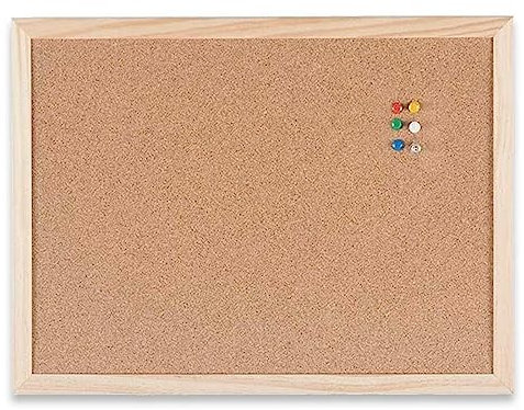 Acan Tradineur Tableau en liège naturel avec épingle et accessoires de fixation Cadre en bois 90 x 60 cm