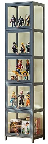 ORNBDDM Acrylvitrine mit Tür, Seitenschrank, Sammlervitrine, Ausstellungsvitrine, Wandvitrine, Wohnzimmervitrine, Bücherregal mit hoher Vitrine, Thefifthflooris40cmwide Grey
