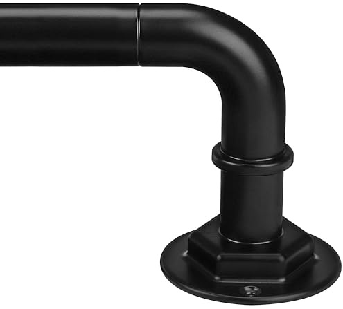 Byondeth Curtain Rods for Windows 16 to 45 Inches Adjustable Blackout Wrap Around 1 Inch Diameter Curtain Rod, Black