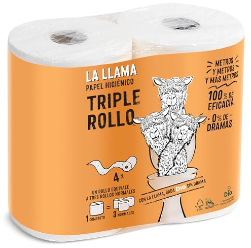 DIA LA LLAMA papel higiénico triple rollo bolsa 4 unidades