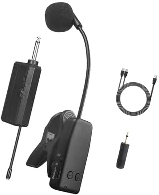 Micrófono de instrumento inalámbrico banda profesional cuello de cisne para saxo y trompeta, accesorios de guitarra portátil con clip, micrófono de 6,5 mm