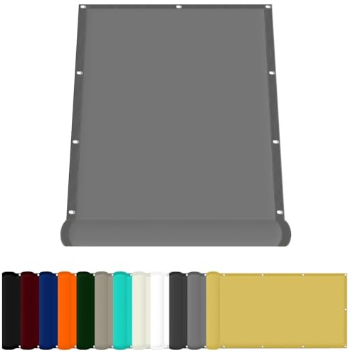 Rechteck Sonnenschutz Garten Balkon 200 x 400 cm Wetterschutz Wasserabweisend Sonnenschutz Strand Uv-Schutz-Polyestergewebe mit Seil Sonnenschutz für Garten Terrasse Und Balkon, Hellgrau