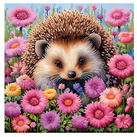 51buyoutgo Kreuzstich Set Vorgedruckt Igel Tier, Stickvorlagen Stickbilder Vorgedruckt Kreuzstich Stickpackungen Stickpackung Cross Stitch Embroidery Kit Stickset Sticken Set Erwachsene Anfänger