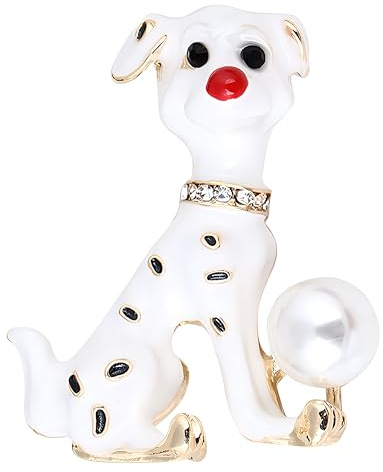 KristLand Hunde Brosche Kristall Tiere Brosche Corsage Art Deco Mode Süßes Hündchen mit Perle Brosche Geburtstag Partygeschenk für Frauen Damen Mädchen