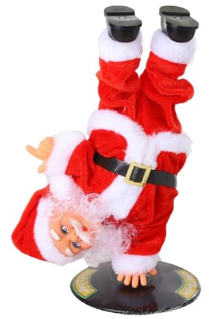 Père Noël rotatif inversé, jouet de père Noël dansant - Jouet électrique | Statue du Père Noël de Noël | Figurine de père noël amusante, accessoires de scène de vacances d'hiver pour bibliothèque, sal