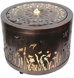 Gartenbrunnen mit LED Beleuchtung aus Metall runder Springbrunnen Wasserspiel Gartendeko